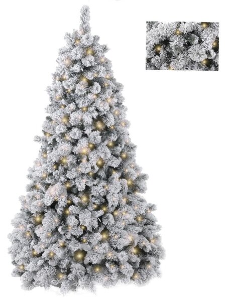 Albero di Natale Artificiale Innevato 213 cm 500 Led Abete Verde