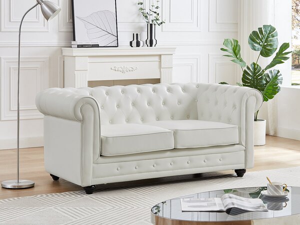 Divano 2 posti in Similpelle Bianco - CHESTERFIELD