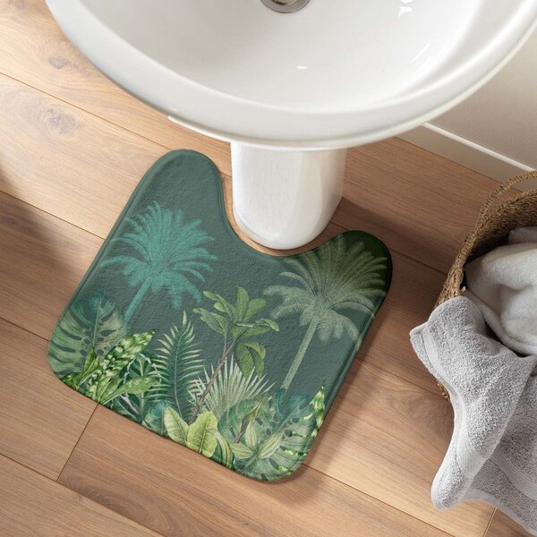 Tappetino per il bagno verde in tessuto per WC 45x45 cm Vagabonde – douceur d'intérieur