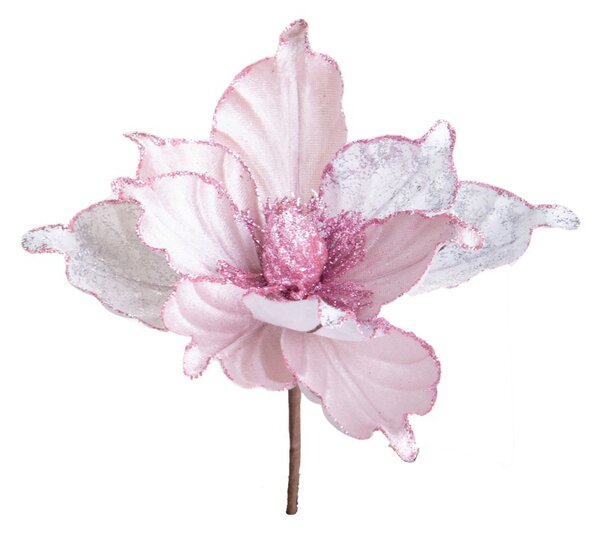 Set 24 Rami Artificiali Magnolia 22 cm in Sintetico Rosa