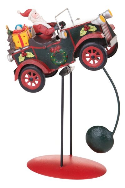 Statuina Babbo Natale con Auto 30 cm in Metallo