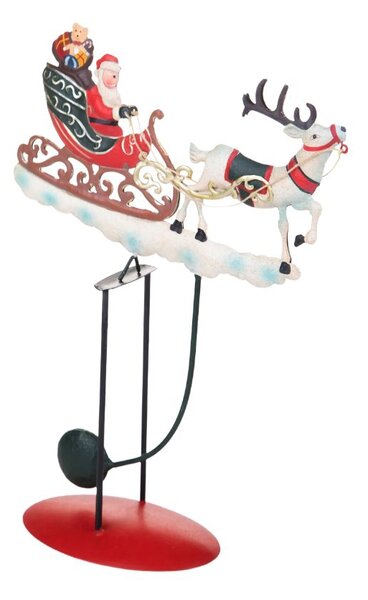 Statuina Babbo Natale con Slitta 32 cm in Metallo