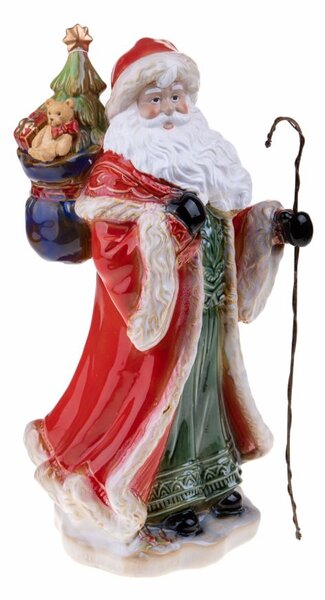 Statuina Babbo Natale con Sacco 48,5 cm in Porcellana Rosso