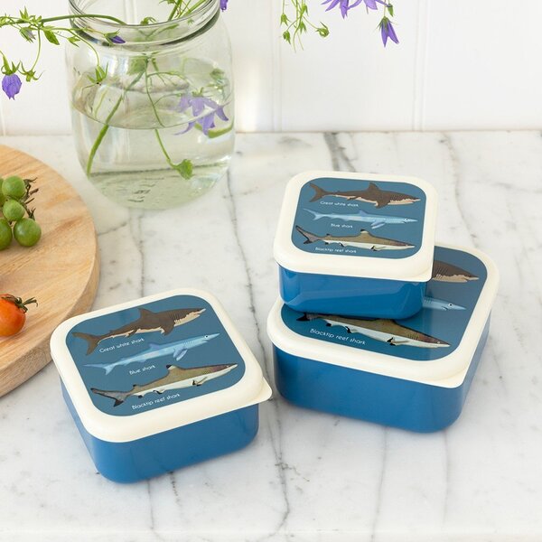 Portapranzo per bambini blu scuro 3 pz Sharks – Rex London