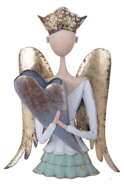 Statuina Busto Angelo con Cuore 50 cm in Metallo