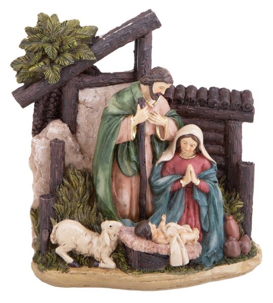 Set 2 Statuine Natalizie Natività con Palma 16 cm in Resina