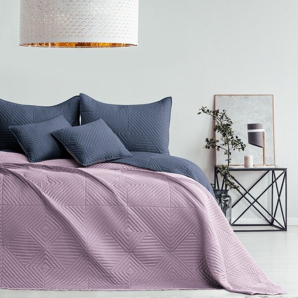Copriletto rosa/grigio scuro in microfibra con rivestimento trapuntato 220x240 cm Softa – Restilo