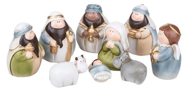Set 9 Statuine Natalizie Natività in Resina