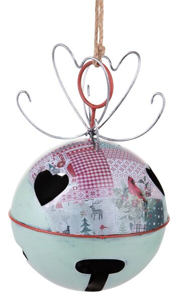 Addobbi Natalizi Sfera da Appendere Ø 20 cm in Metallo Tiffany e Rosso