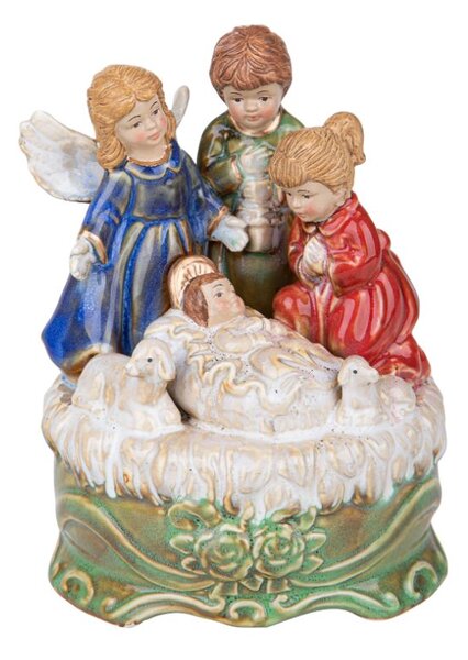 Carillon Natalizio Angelo con Bambini 25 cm in Resina