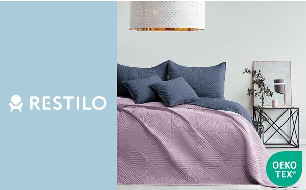 Copriletto rosa/grigio scuro in microfibra con rivestimento trapuntato 220x240 cm Softa – Restilo