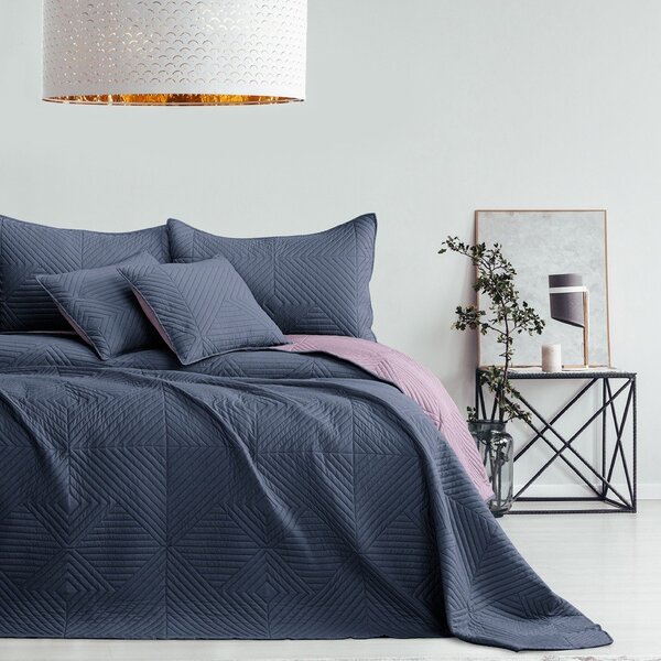 Copriletto rosa/grigio scuro in microfibra con rivestimento trapuntato 220x240 cm Softa – Restilo