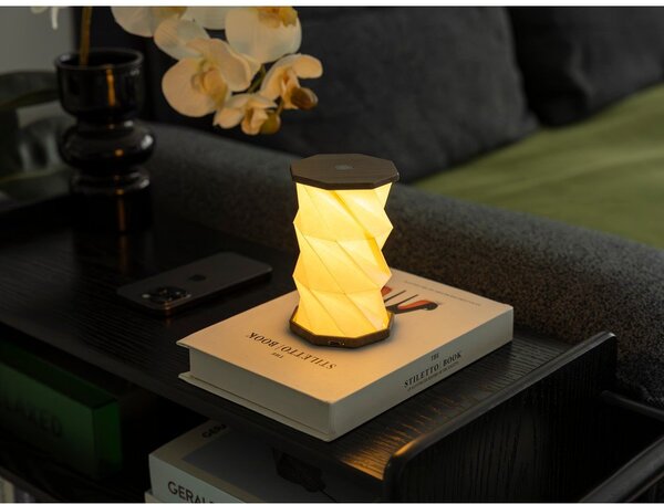 Decorazione luminosa bianca/grigia con ricarica USB portatile ø 8 cm Twist – Gingko