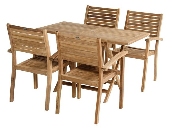 Sedia da esterno di colore naturale in legno massiccio Sunderland – Hartman