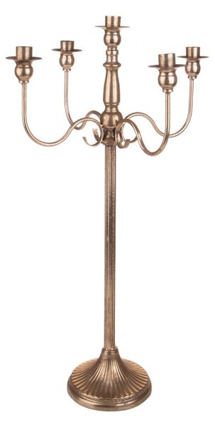 Candeliere con 5 Bracci 75 cm in Metallo Champagne