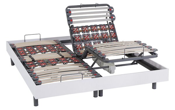 Rete relax doghe e 2x25 sospensioni deco in legno bianco di YSMÉE - 2 x 80 x 200 cm - Motori OKIN