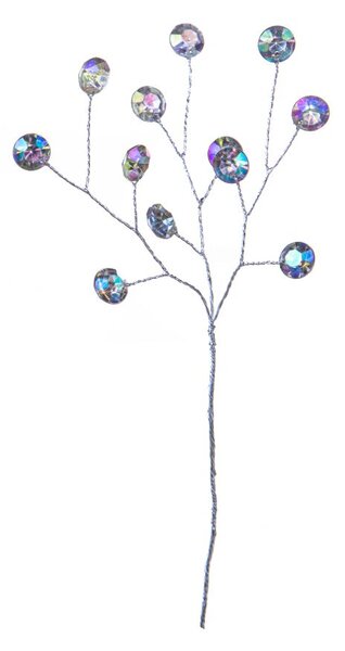 Set 12 Rametti Decorativi Strass 21 cm in Metallo e Plastica