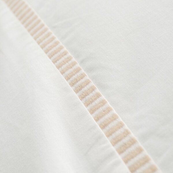 Set copripiumino e federa bianco/beige in percalle di cotone per letto matrimoniale 3 pezzi 200x200 cm Contrast Trim – Bianca