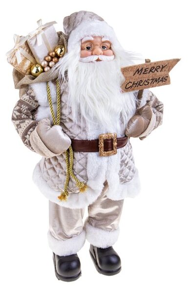 Pupazzo Babbo Natale con Bastone 45 cm in Tessuto e Plastica