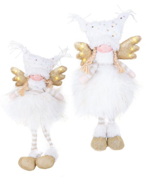 Set 2 Statuine Angeli 45 cm in Tessuto e Plastica