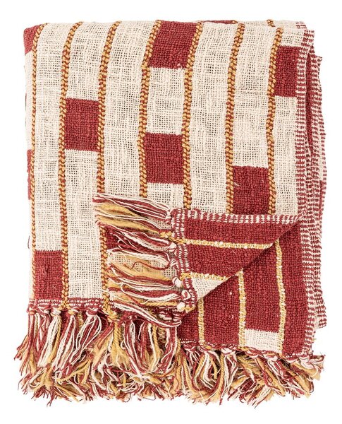 Coperta rossa e beige in misto cotone 130x160 cm Cang – Bloomingville