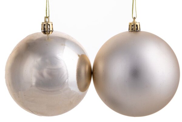 Set 6 Palle di Natale da Appendere Ø 15 cm in Plastica Champagne
