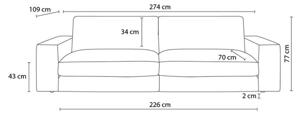 Divano blu scuro con rivestimento in velluto a coste 274 cm Leonard – Bobochic Paris