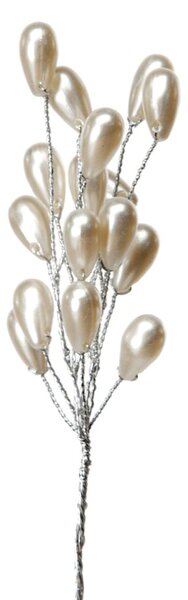 Set 12 Rametti Decorativi Perle Goccia 16 cm in Sintetico