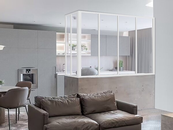 Vetrata angolare L120 x L60 x H105 cm in Alluminio termolaccato Bianco Stile atelier - BAYVIEW