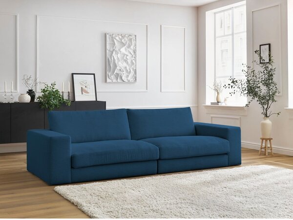 Divano blu scuro con rivestimento in velluto a coste 274 cm Leonard – Bobochic Paris