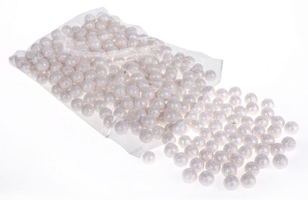 Set 1728 Bacche Decorative con Glitter in Foam Bianco