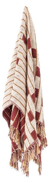 Coperta rossa e beige in misto cotone 130x160 cm Cang – Bloomingville