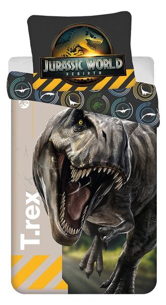 Set copripiumino e federa da bambini in cotone per letto singolo 140x200 cm Jurassic World "T-Rex" – Jerry Fabrics