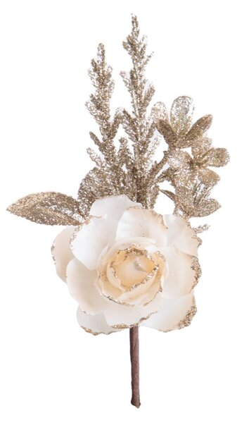 Set 36 Rami Artificiali Rosellina 16 cm in Sintetico Bianco