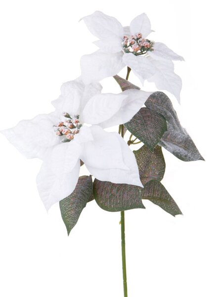 Set 6 Rami Artificiali Stella Natale con Neve 55 cm in Sintetico Bianco
