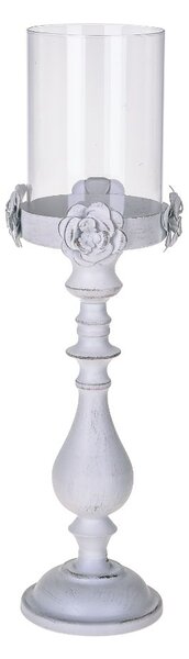 Portacero Decorativo 53 cm in Metallo Bianco
