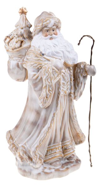 Statuina Babbo Natale con Sacco 48,5 cm in Porcellana Bianco