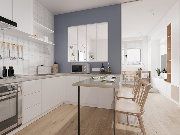 Vetrata stile industriale 120 x 105 cm (L x H) in Alluminio termolaccato Bianco - BAYVIEW