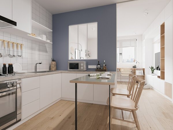 Vetrata stile industriale 90 x 105 cm (L x H) in Alluminio termolaccato Bianco - BAYVIEW