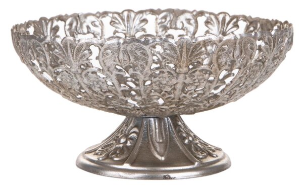 Coppa Decorativa con Intarsi 32 cm in Metallo Argento