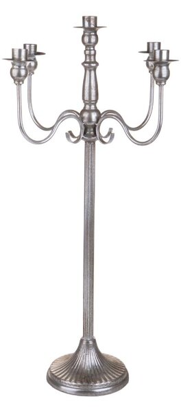 Candeliere con 5 Bracci 75 cm in Metallo Argento