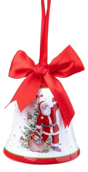 Set 3 Campane Decorative con Babbo Natale da Appendere 10 cm in Ceramica