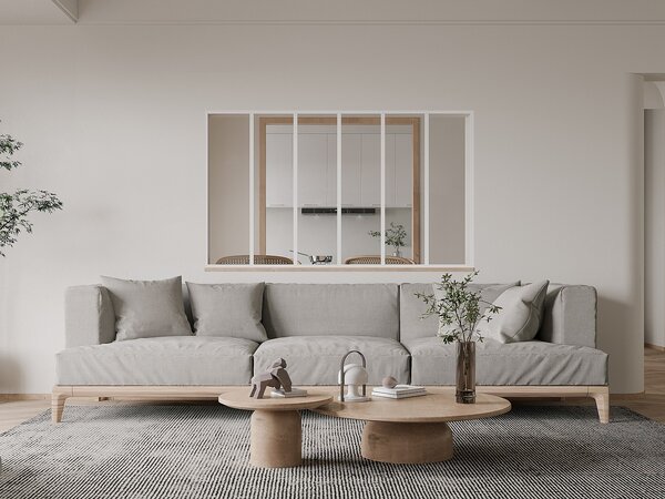 Vetrata stile industriale 180 x 105 cm (L x H) in Alluminio termolaccato Bianco - BAYVIEW