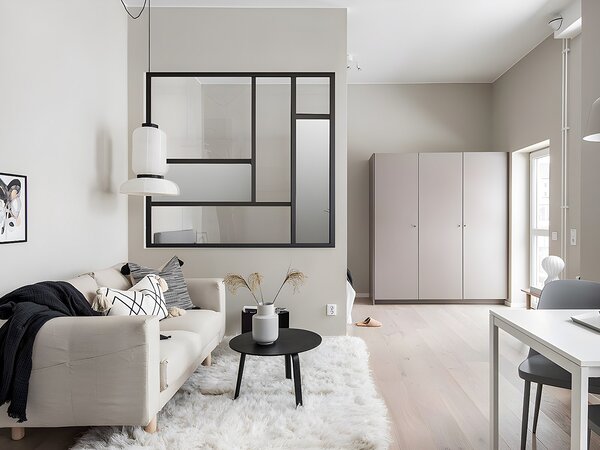 Vetrata stile atelier in alluminio termolaccato con specchi, 150x130 cm (L x H) - Nero - ELEXIA
