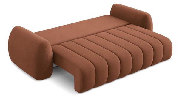 Divano color terracotta allungabile/con contenitore con rivestimento in bouclé 266 cm Pele – Makamii