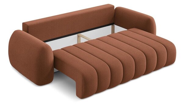 Divano color terracotta allungabile/con contenitore con rivestimento in bouclé 266 cm Pele – Makamii