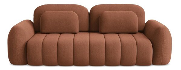 Divano color terracotta allungabile/con contenitore con rivestimento in bouclé 266 cm Pele – Makamii