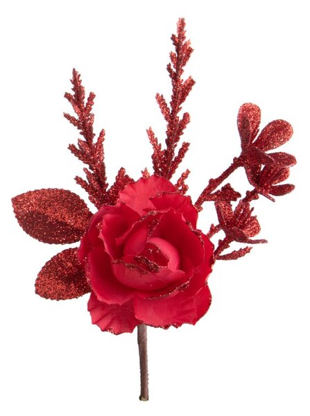 Set 36 Rami Artificiali Rosellina 16 cm in Sintetico Rosso