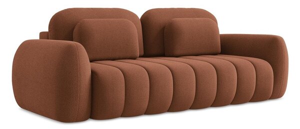Divano color terracotta allungabile/con contenitore con rivestimento in bouclé 266 cm Pele – Makamii