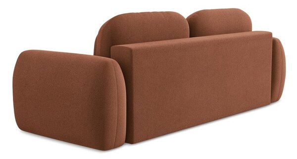 Divano color terracotta allungabile/con contenitore con rivestimento in bouclé 266 cm Pele – Makamii